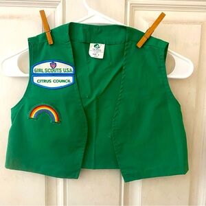Vtg Girl Scout Uniform Vest with Badges pants sz 8 LS Top M 10-12